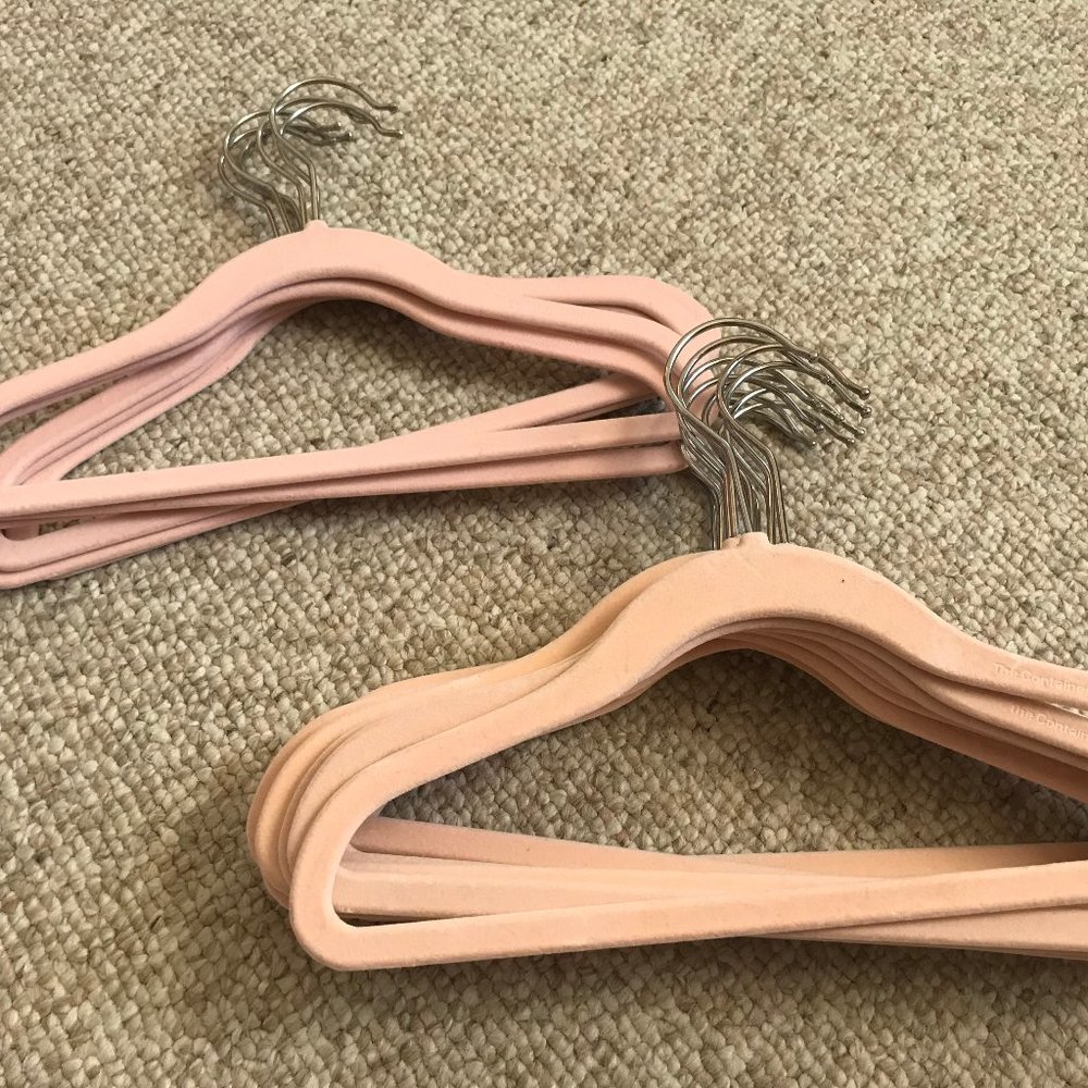 18 Container Store light pink salmon peach kids girls Clothing Hangers non slip